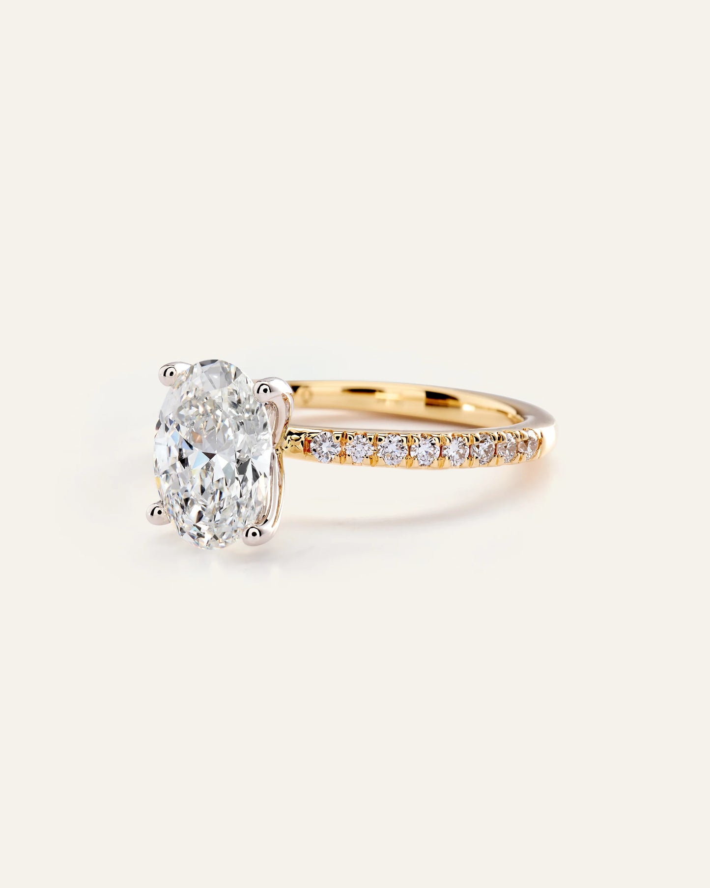 Lab Grown Diamond Oval Petite Pave Engagement Ring - 2.5ct - 4 / Yellow Gold