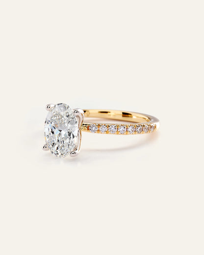 Lab Grown Diamond Oval Petite Pave Engagement Ring - 2.5ct - 4 / Yellow Gold