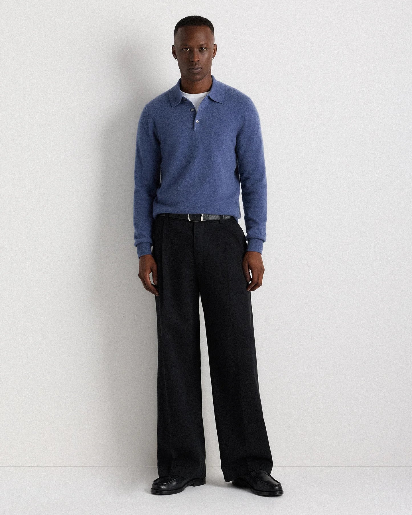 Mongolian Cashmere Polo Sweater - S / True Navy