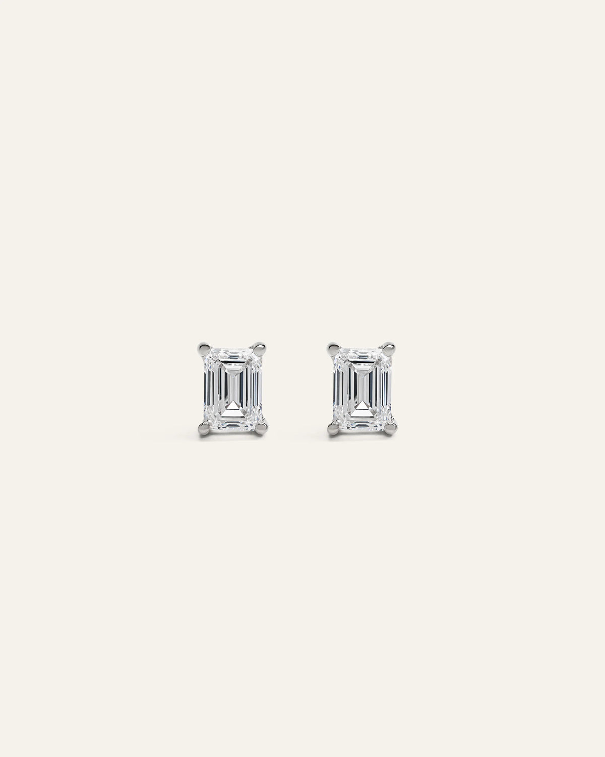 14k Gold Lab Grown Diamond Emerald Solitaire Studs - 1ctw - One Size / Yellow Gold
