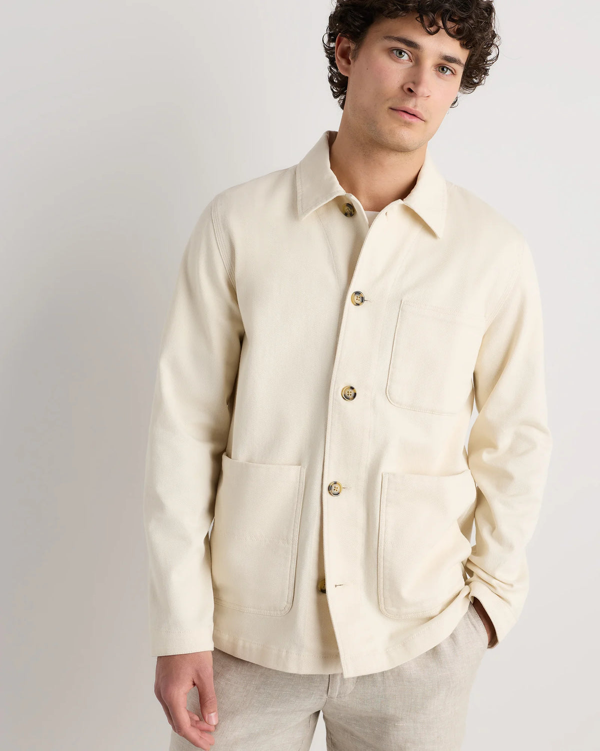 Organic Comfort Stretch Chore Jacket - XS / Vanilla
