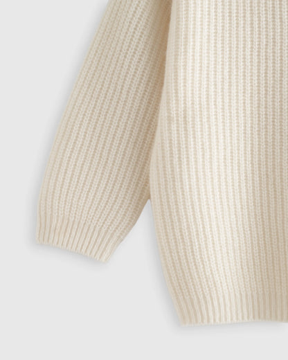 Washable Cashmere Fisherman Tunic Sweater - 6 / Oatmeal