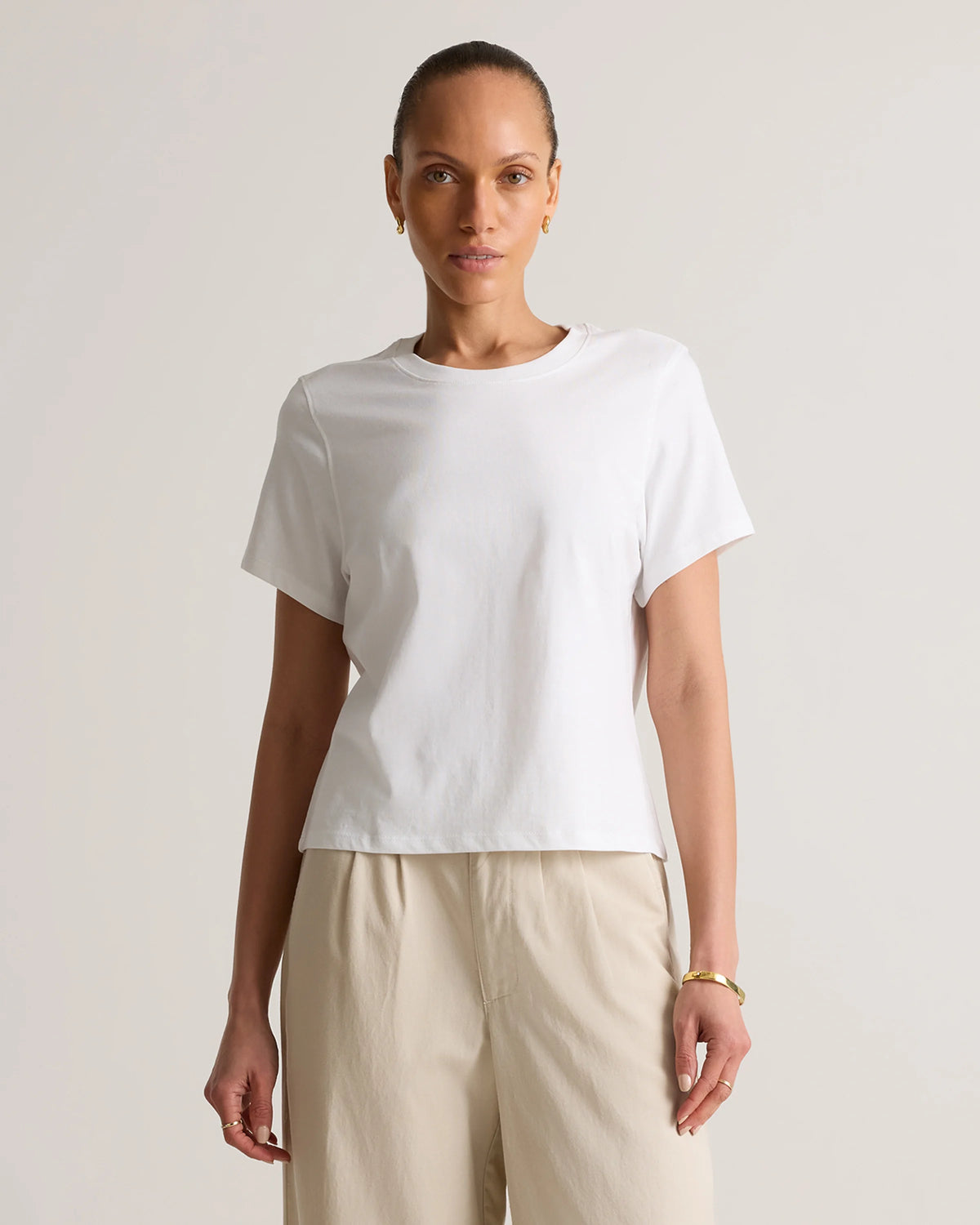 100% Organic Cotton Boxy Crewneck Tee - XS / Shell Pink