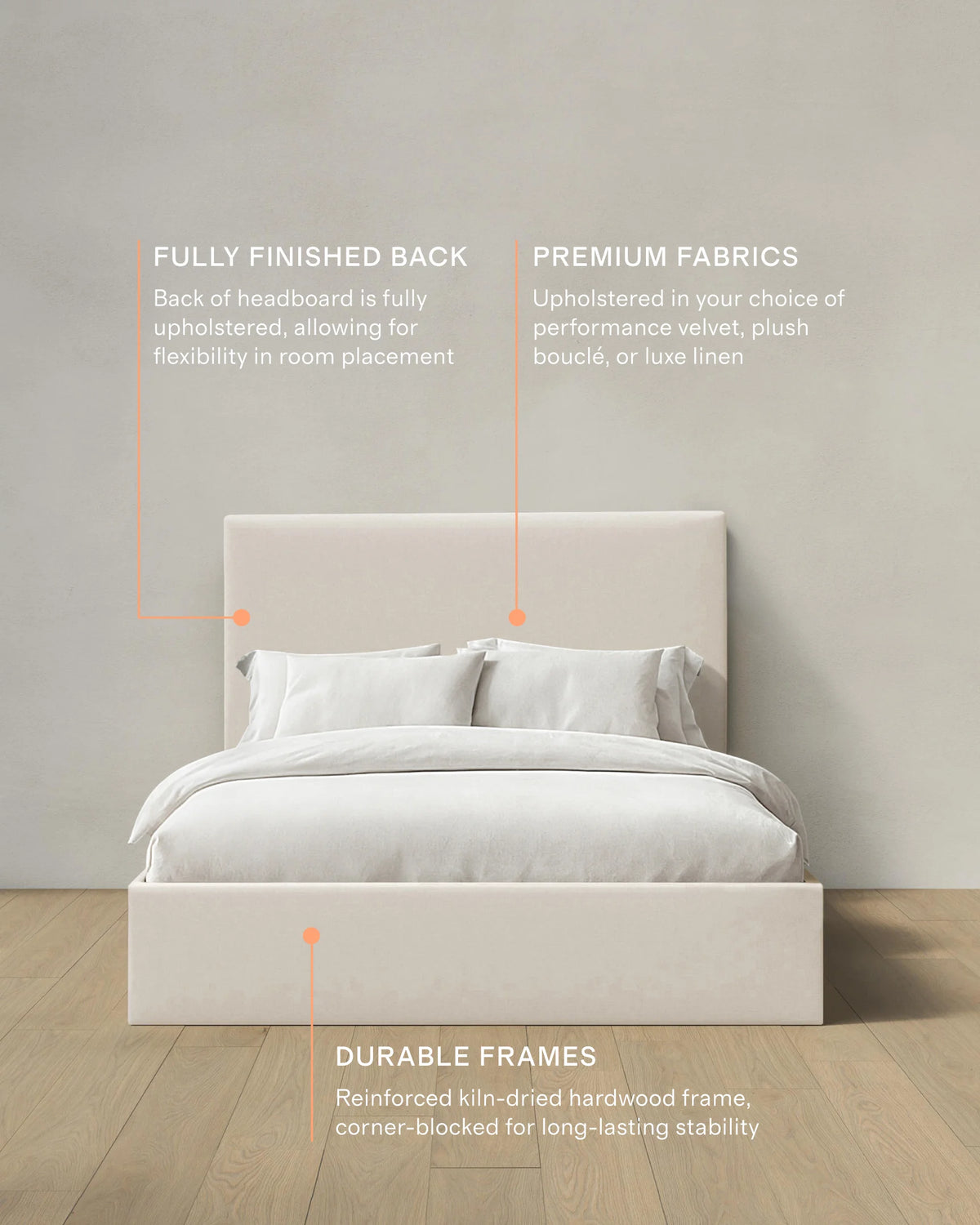 Square Bed in Performance Linen - Full / Ivory
