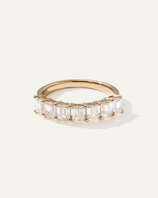 Lab Grown Diamond Emerald Seven Stone Band - 4 / Yellow Gold