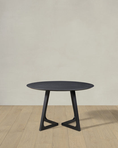 Solid Wood Midcentury Round Dining Table - One Size / Brown Walnut