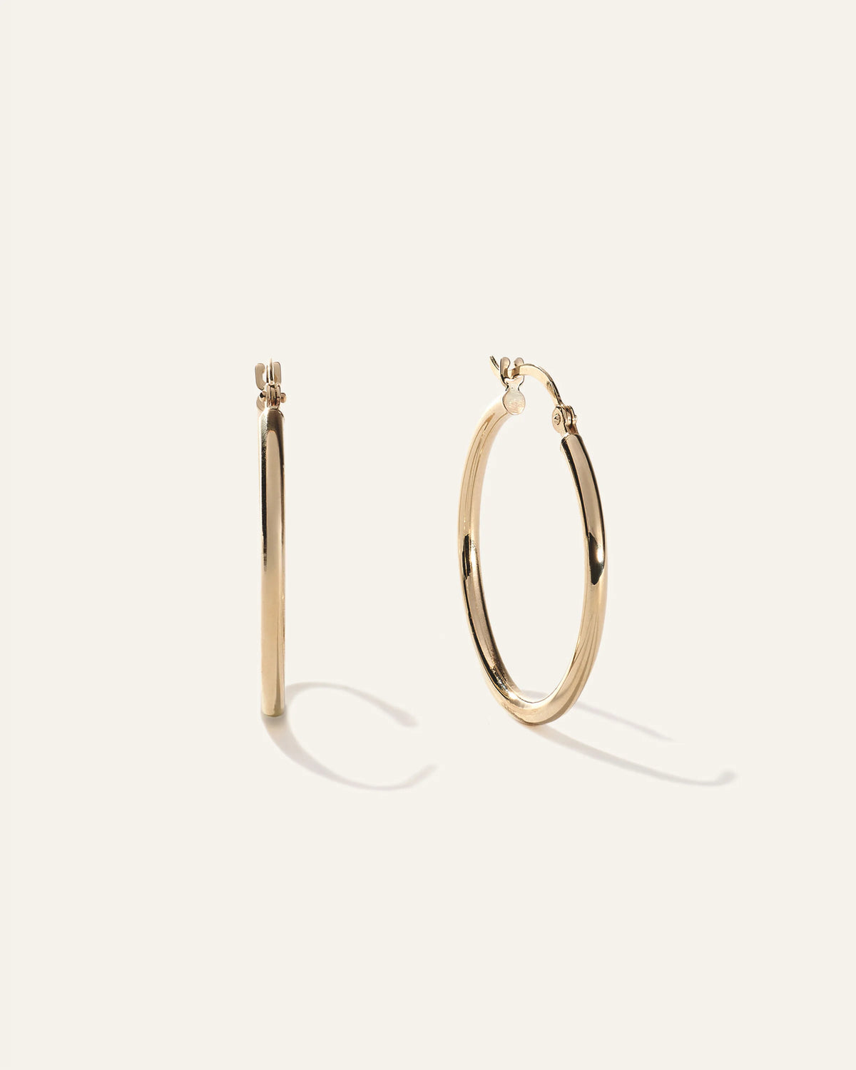 14K Gold Tube Hoops - 25mm / Yellow Gold