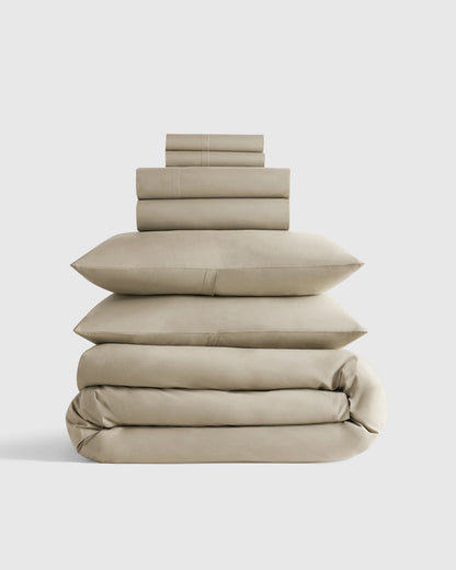 Organic Crisp Percale Deluxe Bedding Bundle - Twin / White