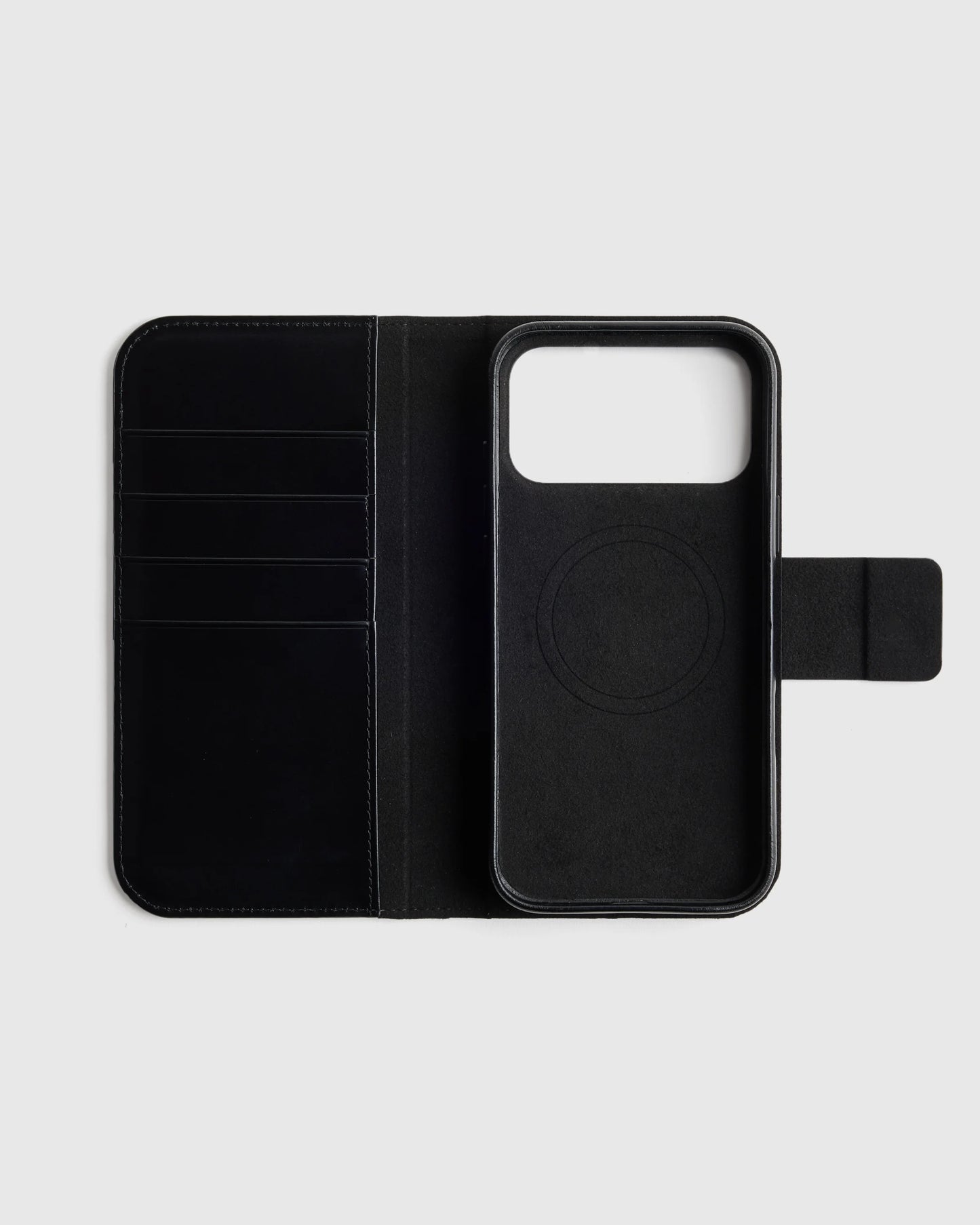 Italian Leather Phone 2-in-1 Folio Case - 17 Pro / Black