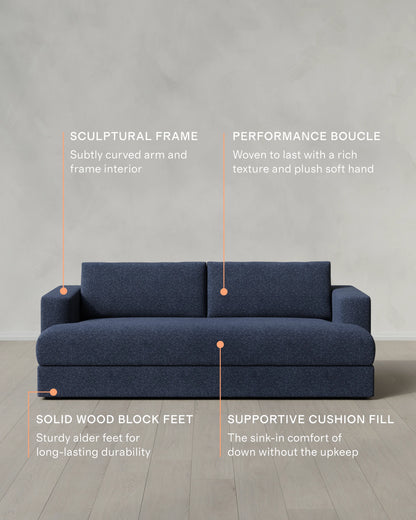 Sierra Curved Arm Sofa in Performance Boucle - 7ft / Linen
