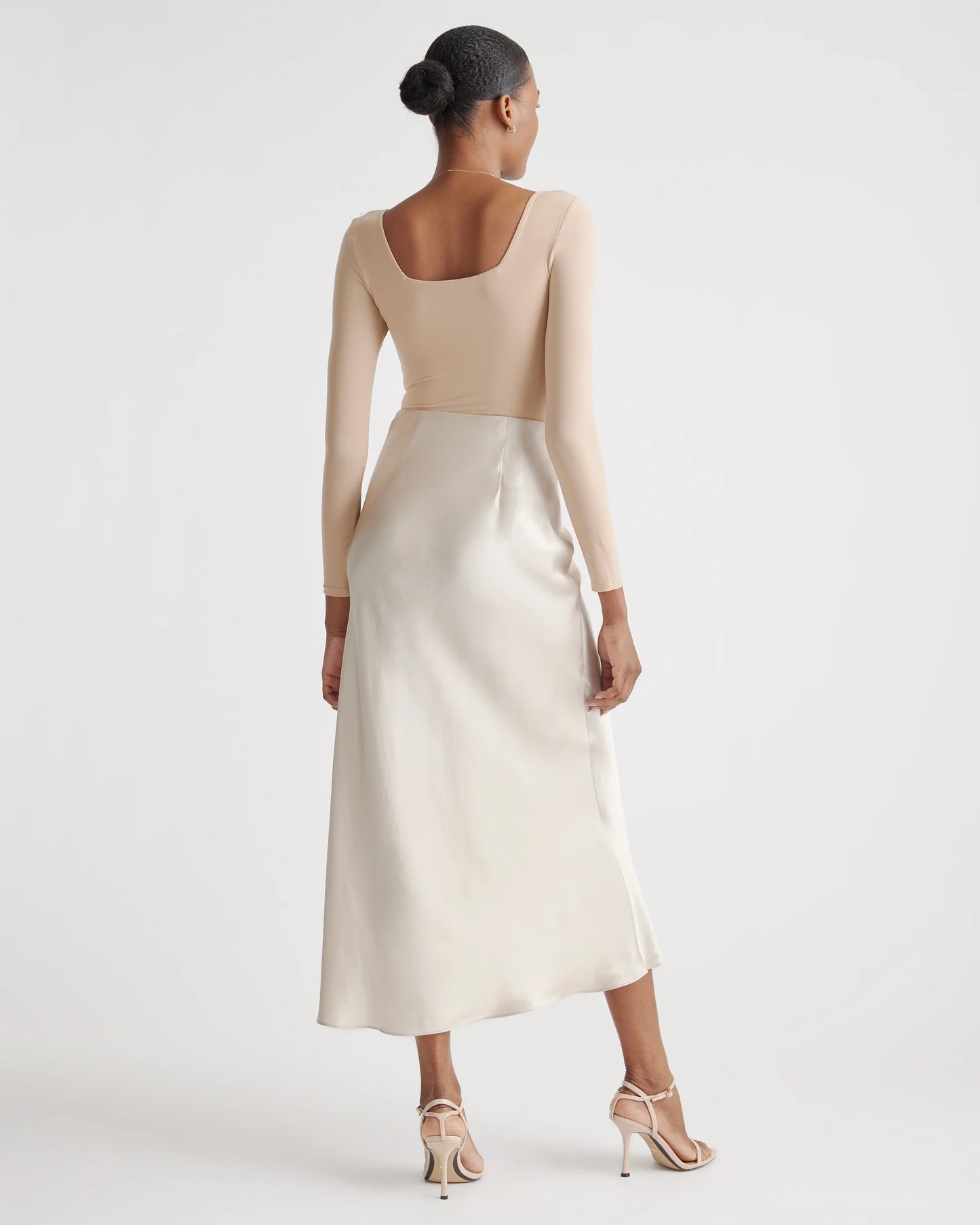 100% Washable Silk Maxi Skirt - XS / Champagne