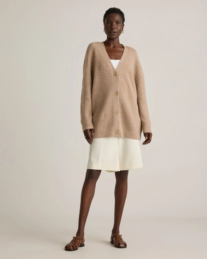 Mongolian Cashmere Oversized Boyfriend Cardigan Sweater - XS / Brown