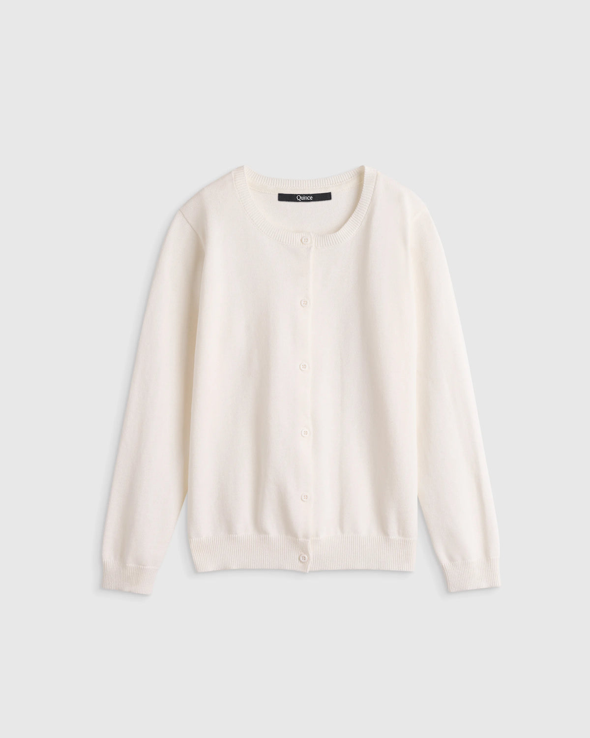 100% Organic Cotton Crewneck Cardigan - 6 / Ivory