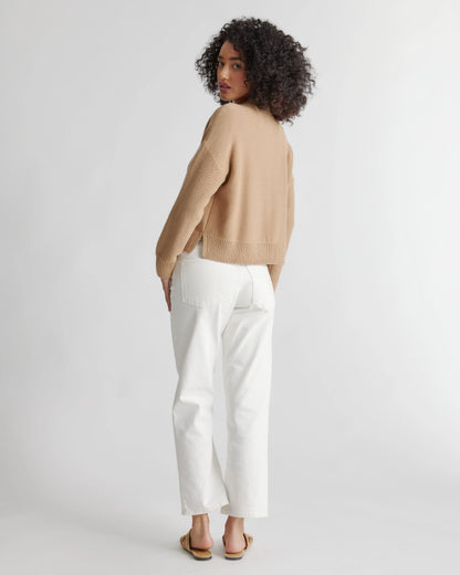 100% Organic Cotton Cropped Cardigan - XS / Heather Brown