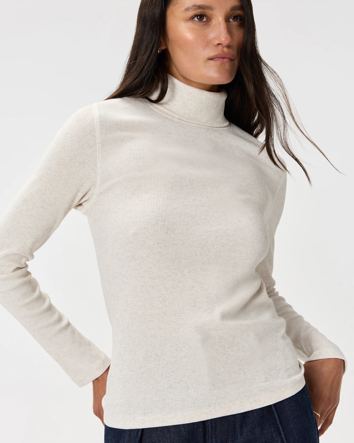 Organic Cotton Micro-Rib Turtleneck - XS / Taupe Brown