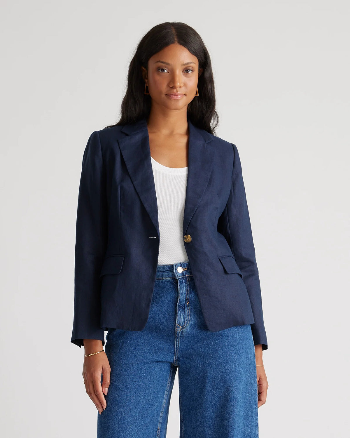 100% European Linen Structured Blazer - XS / French Blue