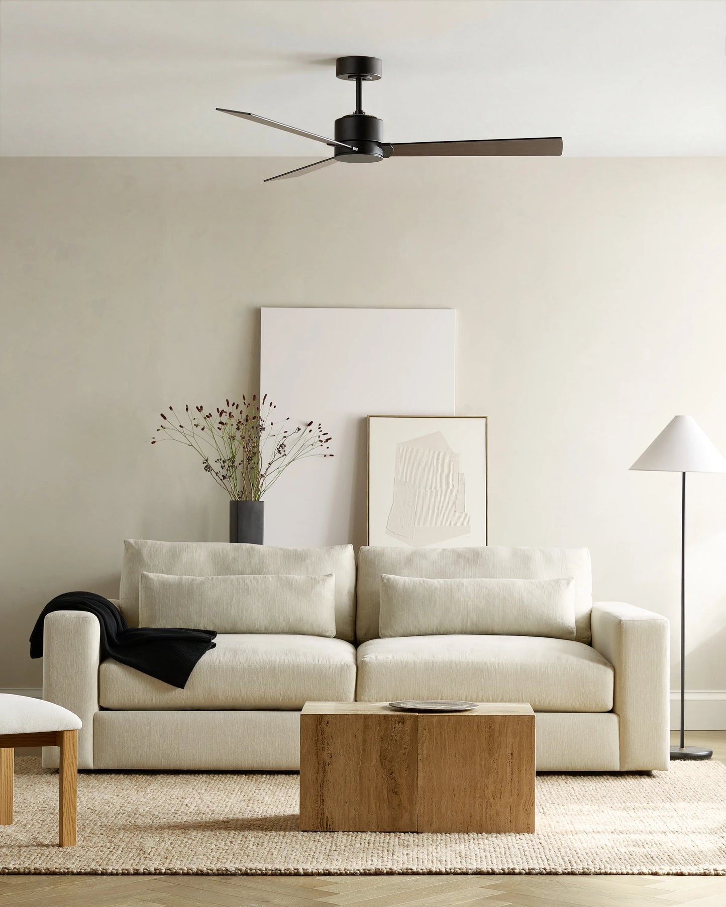Minimalist Wood Blade Ceiling Fan - 44" / White