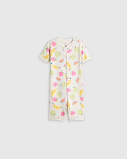 100% Organic Cotton Shortie Onesie Pajama - 2T / Navy Stripe