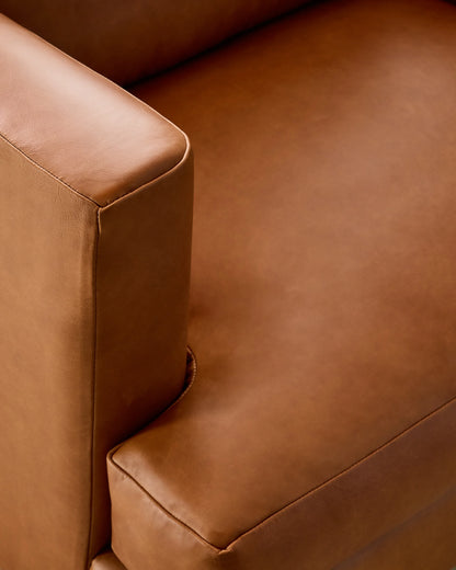 Sierra Curved Arm Accent Chair in Leather - One Size / Scotch