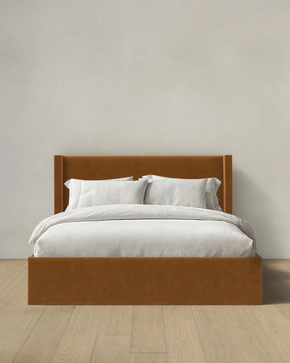 Wingback Bed in Performance Velvet - Full / Butterscotch
