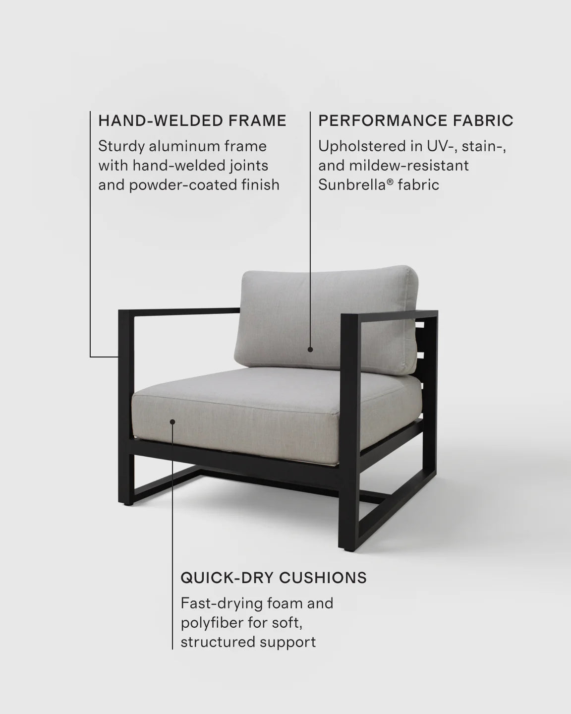 Linear Aluminum Outdoor Lounge Chair - One Size / Dark Charcoal