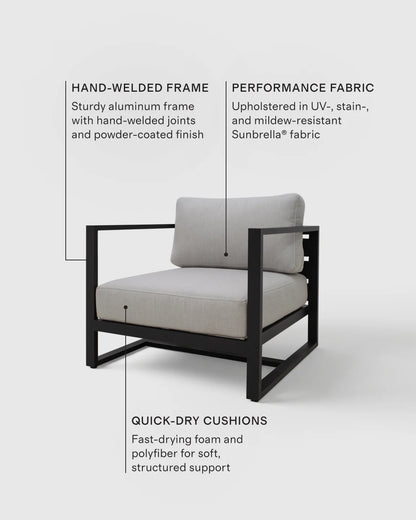 Linear Aluminum Outdoor Lounge Chair - One Size / Dark Charcoal