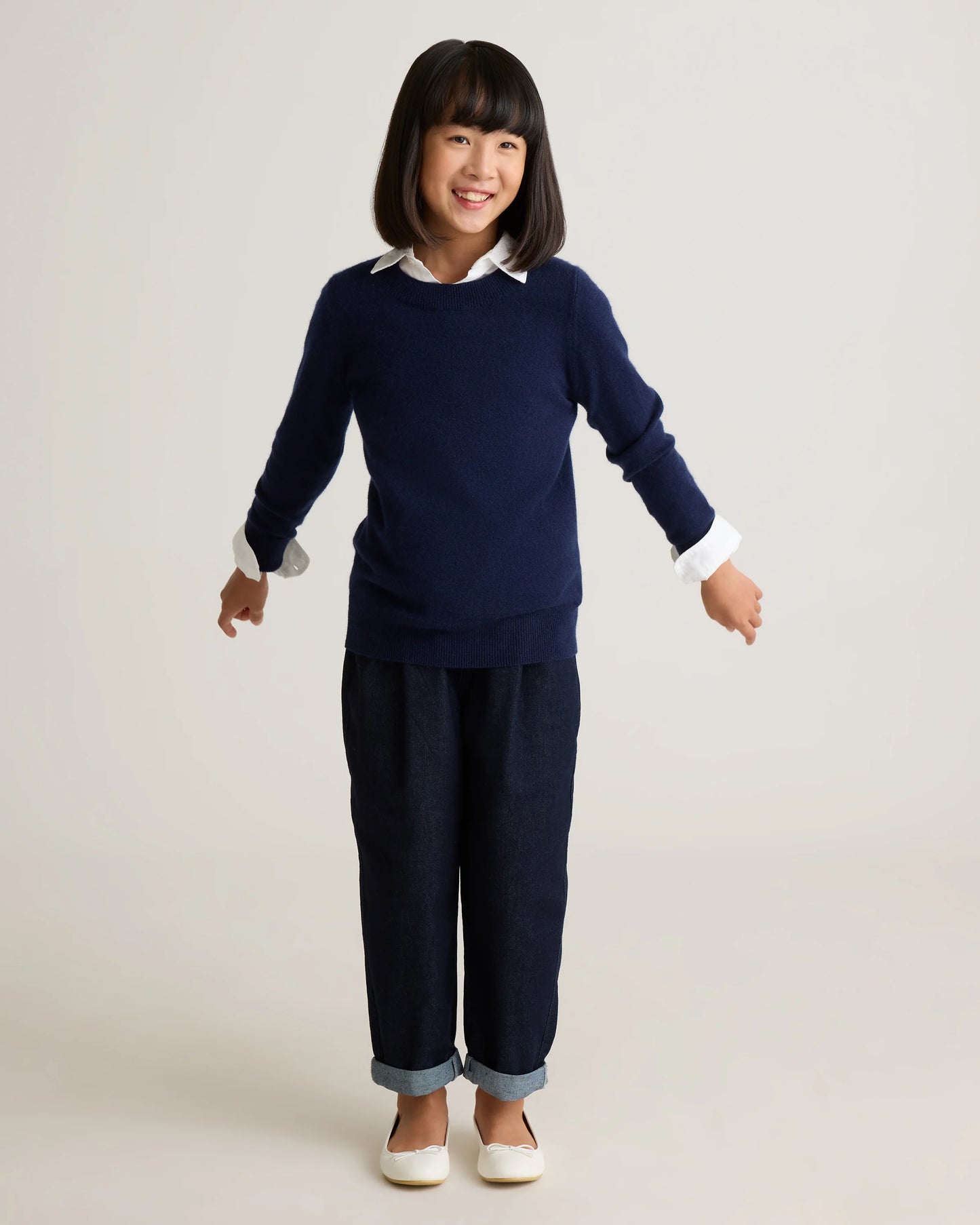Washable Cashmere Crewneck Sweater - 6 / Heather Grey
