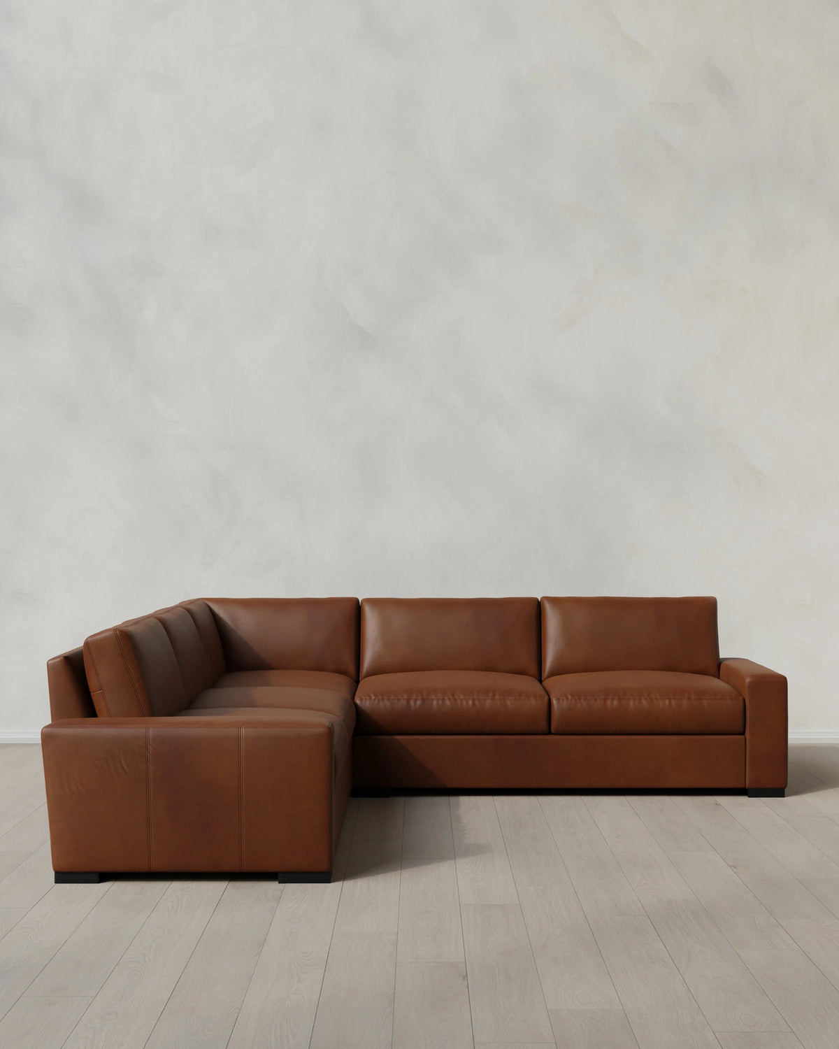 Stillman L Sectional in Leather - 116x116 / Auburn