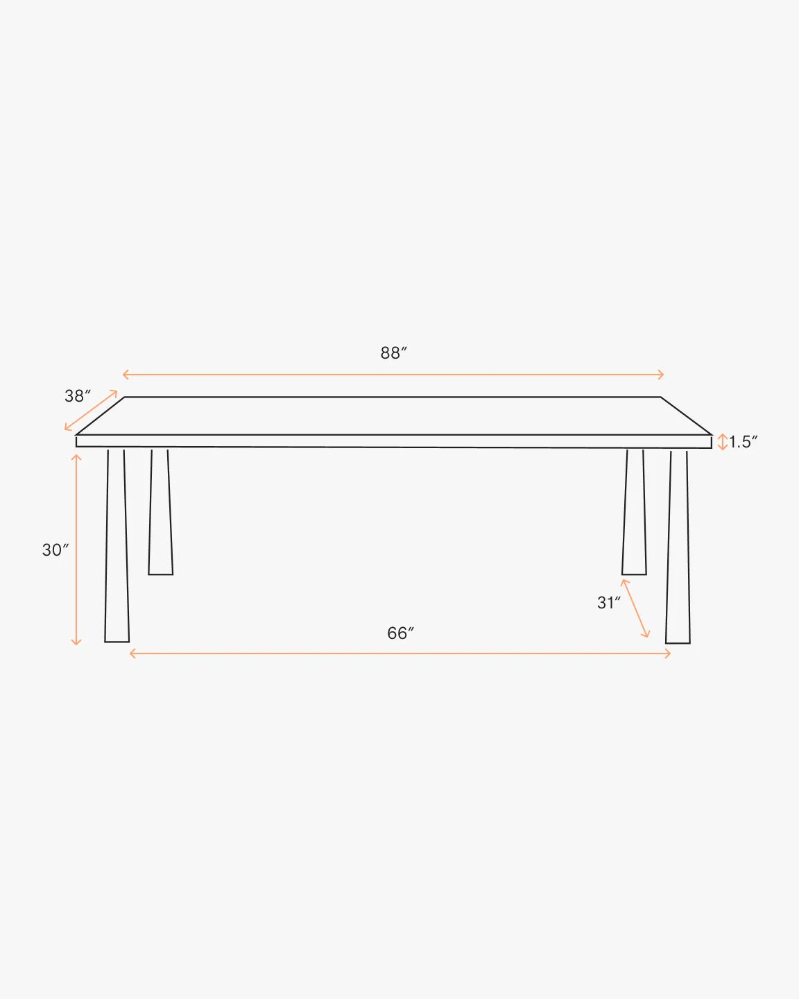 Solid Wood Dining Table with Rounded Legs - One Size / Natural Oak