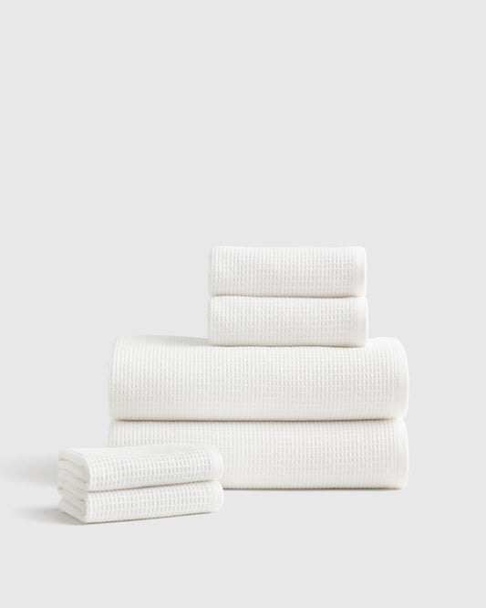 Turkish Waffle Terry Bath Towel Bundle - One Size / White