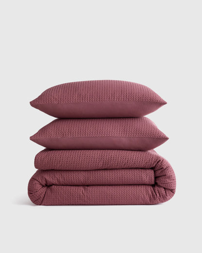 Organic Luxe Honeycomb Duvet Cover Set - Twin / Mineral