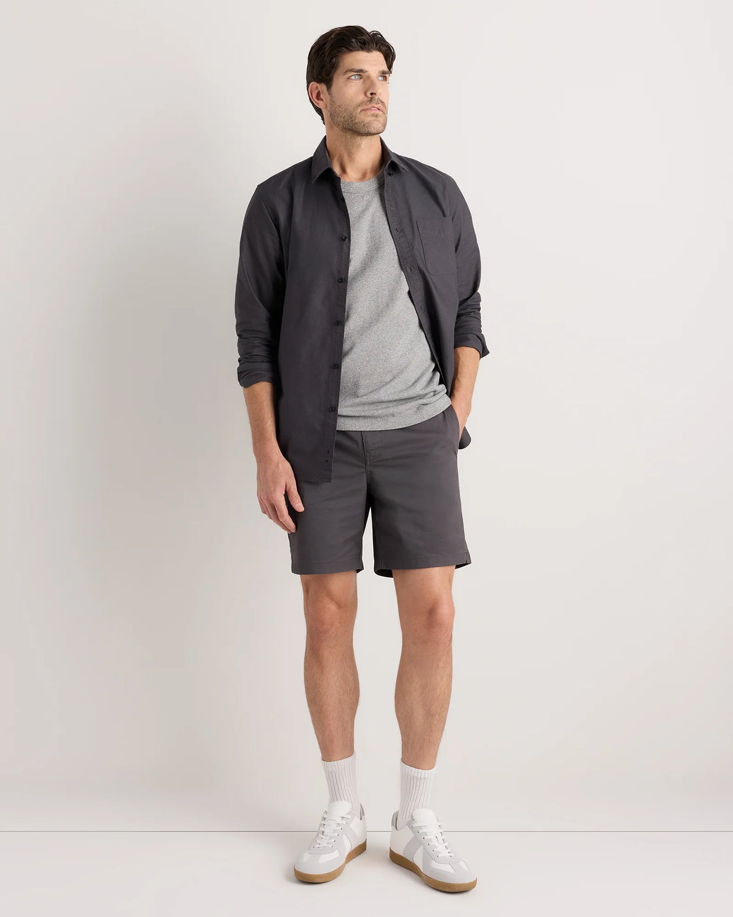 Organic Stretch Cotton Pull On Chino Shorts - 7" - XS / Sand Dune