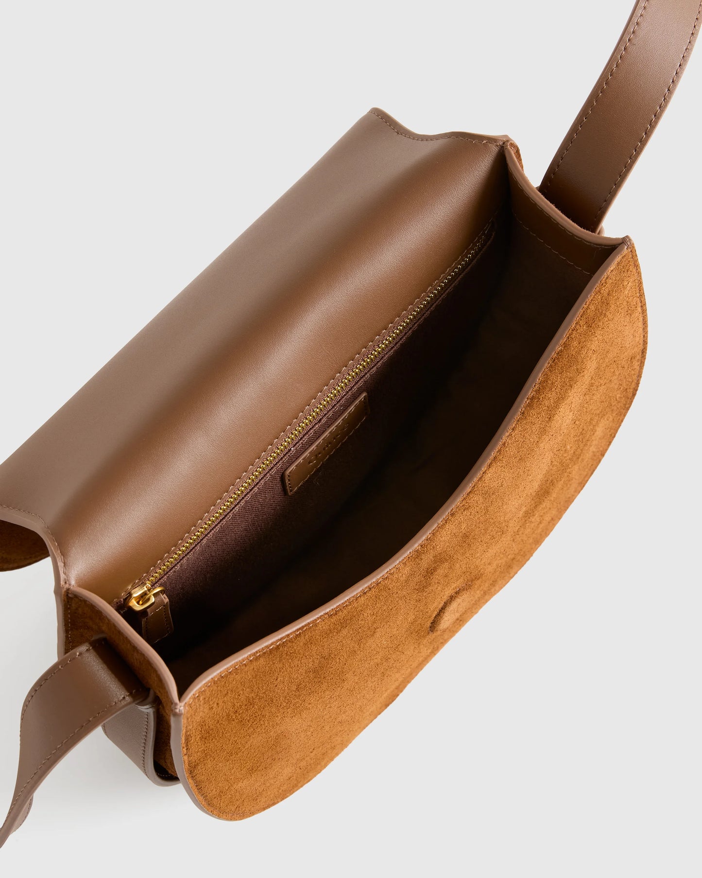 Italian Suede Saddle Bag - One Size / Pebble