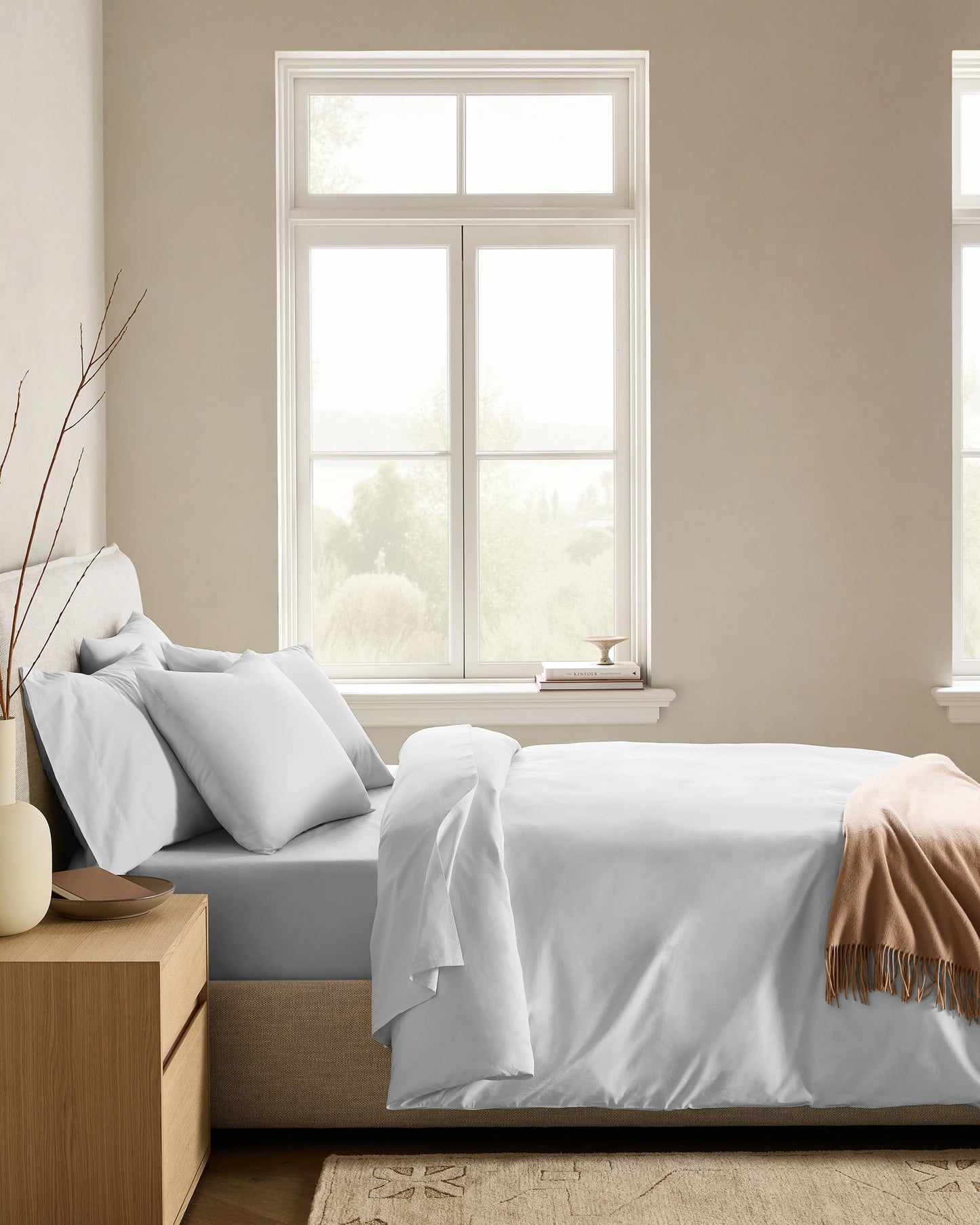 Organic Crisp Percale Deluxe Bedding Bundle - Twin / White