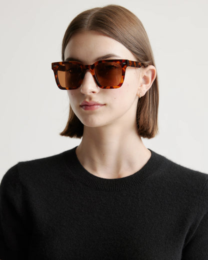 Riley Polarized Acetate Sunglasses - One Size / White Tortoise with Grey Lens