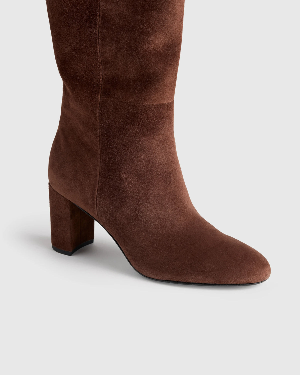 Italian Suede Block Heel Boots - 5 / Espresso Brown