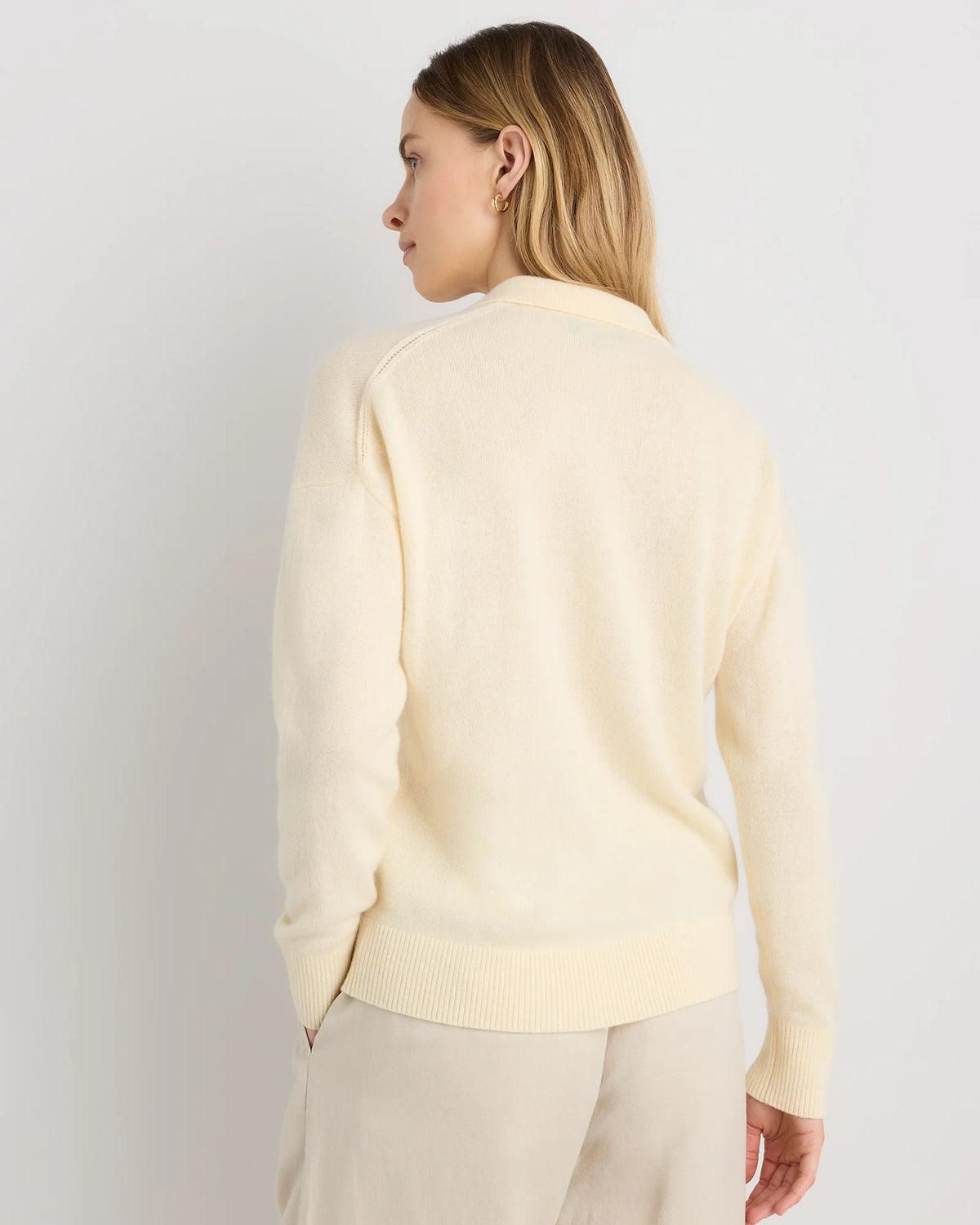 Mongolian Cashmere Polo Sweater - XS / Pale Custard Yellow