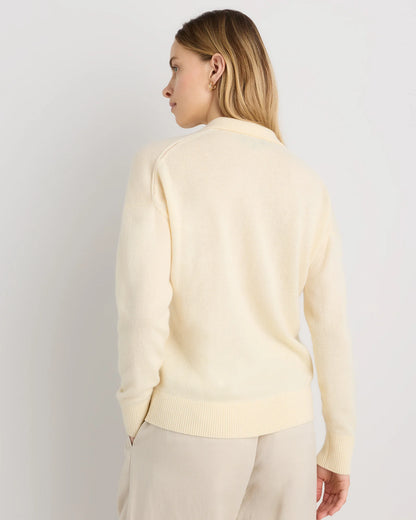 Mongolian Cashmere Polo Sweater - XS / Pale Custard Yellow