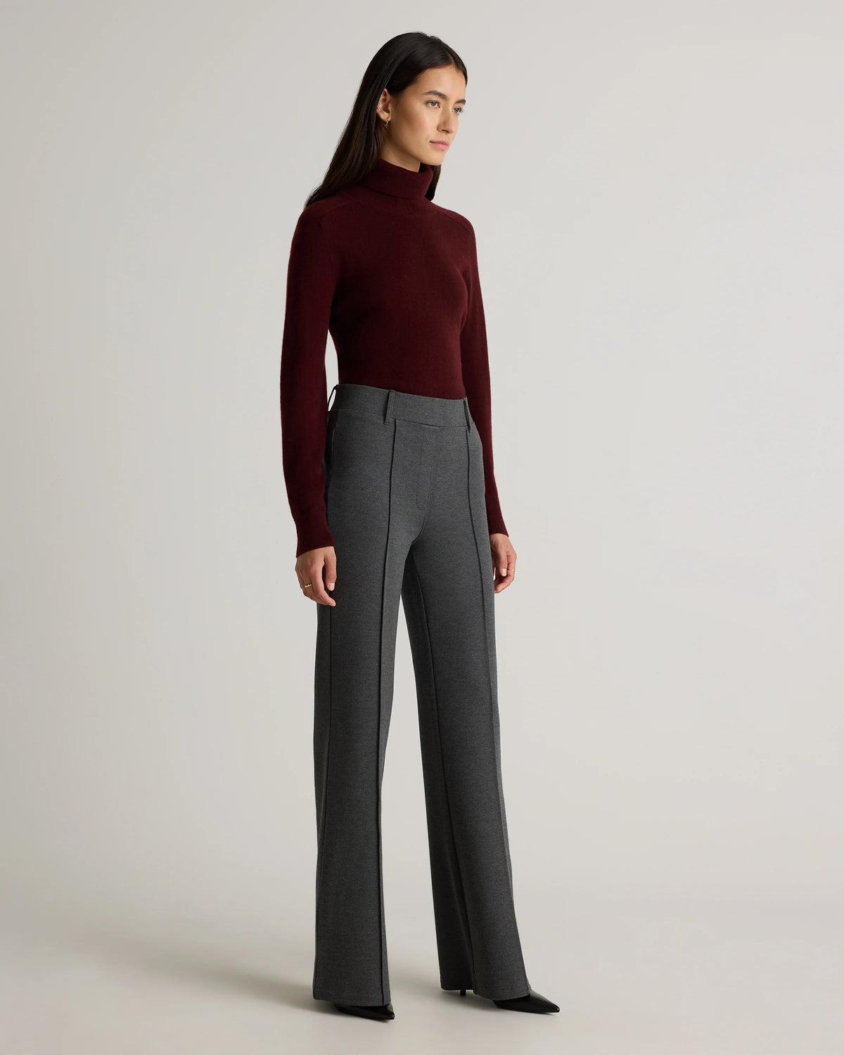 Ultra-Stretch Ponte Flare Leg Pants - XS / Charcoal