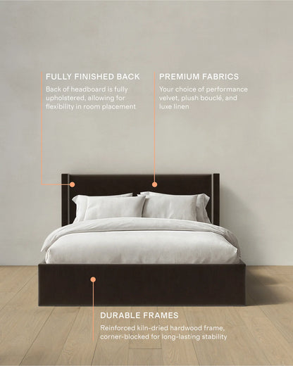 Wingback Bed in Performance Velvet - Full / Butterscotch