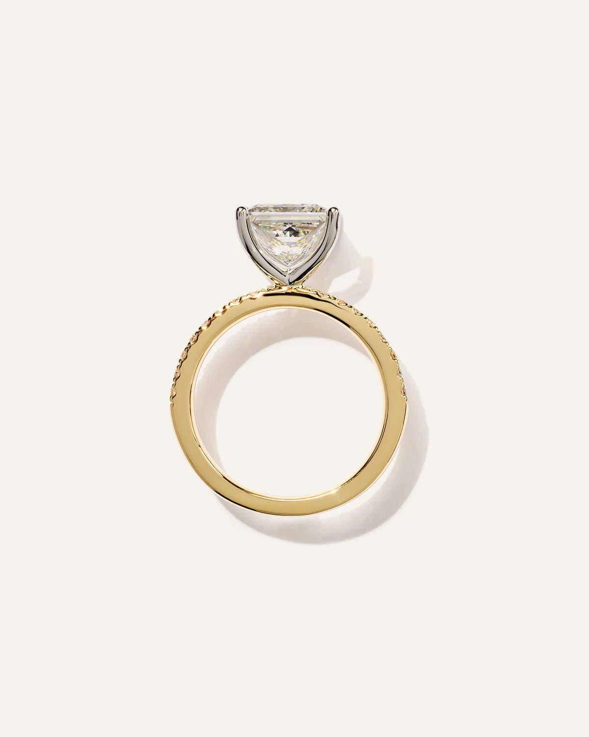 Lab Grown Diamond Princess Petite Pave Engagement Ring - 3ct - 4 / Yellow Gold