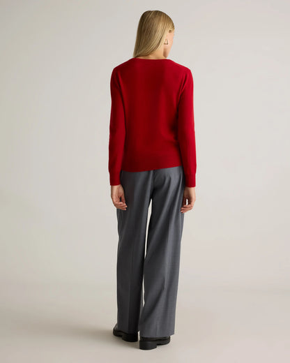 Mongolian Cashmere V-Neck Sweater - XS / Rich Burgundy