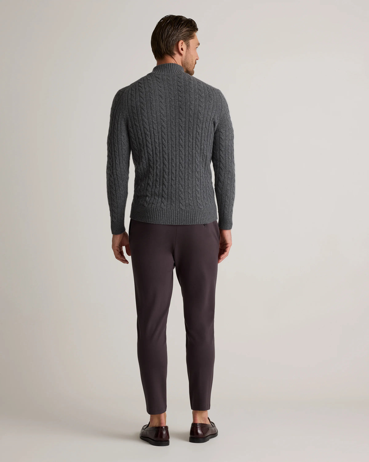 Luxe Baby Cashmere Cable Quarter Zip Sweater - S / Pearled Ivory