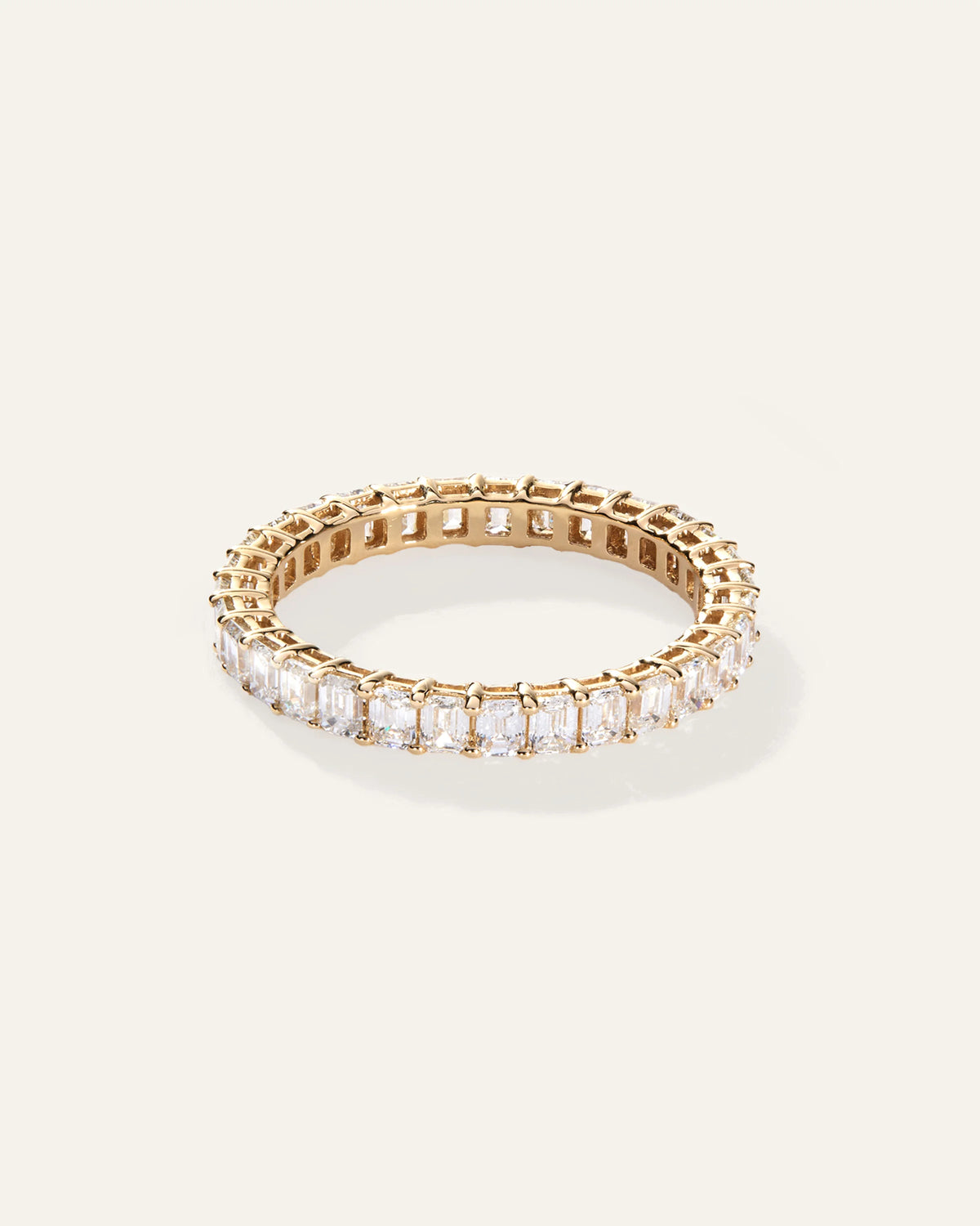 Lab Grown Diamond Emerald Eternity Band - 5 / Yellow Gold