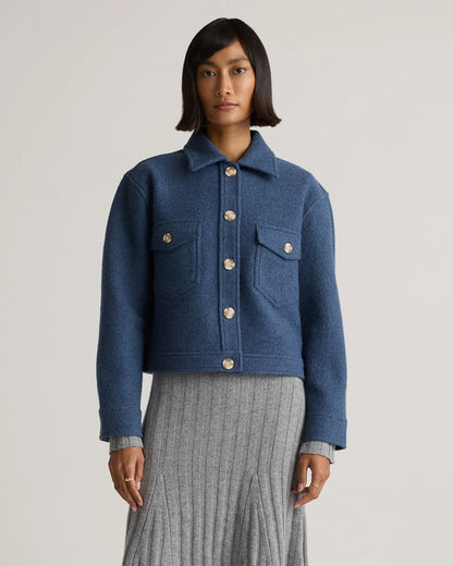 100% Merino Wool Cropped Shirt Jacket - XS / Mulled Wine