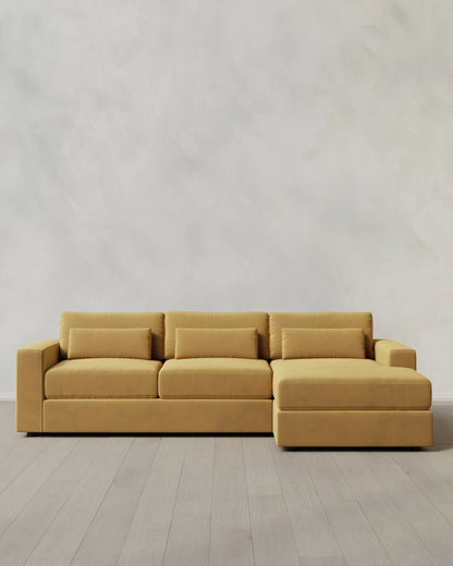 Ashford Deep Seat Chaise Sectional in Performance Velvet - 119" Right Arm / Rust