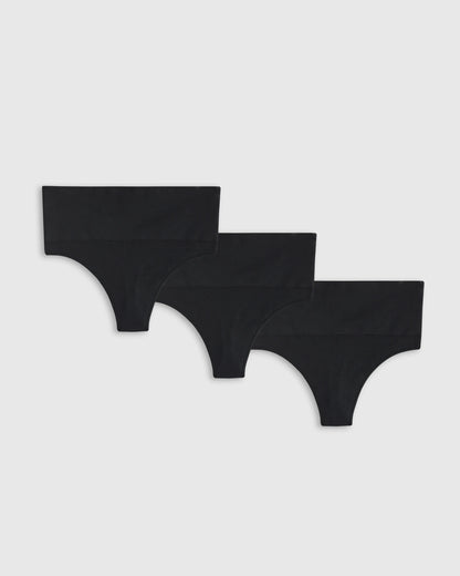 Shaping High-Waisted Thong (3-Pack) - XS / Black