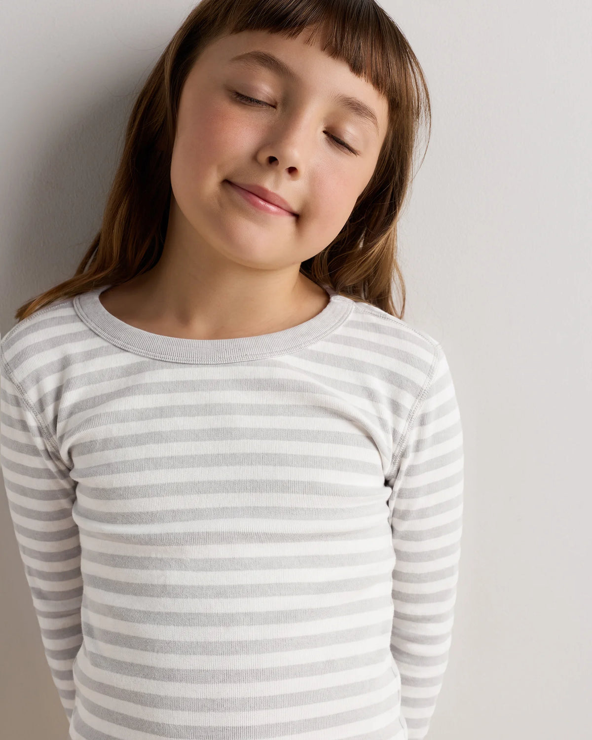 100% Organic Cotton Long Sleeve and Pant Pajama Set - 6 / Navy Stripe