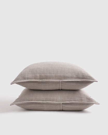 Organic Ribbed Cotton Shams - Standard / Toffee