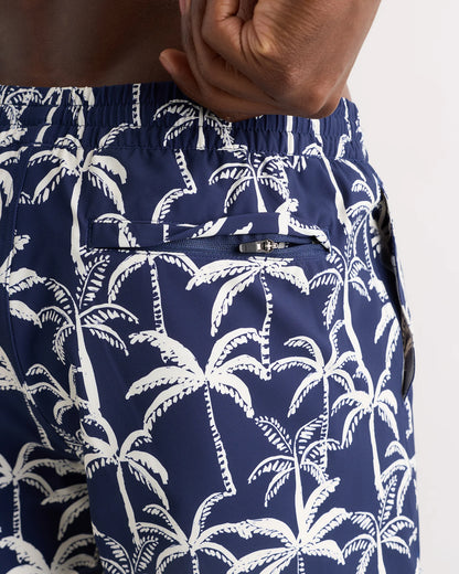 Italian Swim Trunks - 9" - S / Navy Palms
